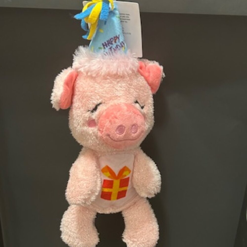 Pet's Birthday Pink Pig Plush (Dog Toy)